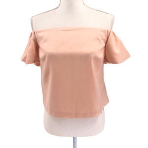 Lucy Paris NEW Womens Size Medium Off-the-Shoulder Blouse in Metallic Blush Pink